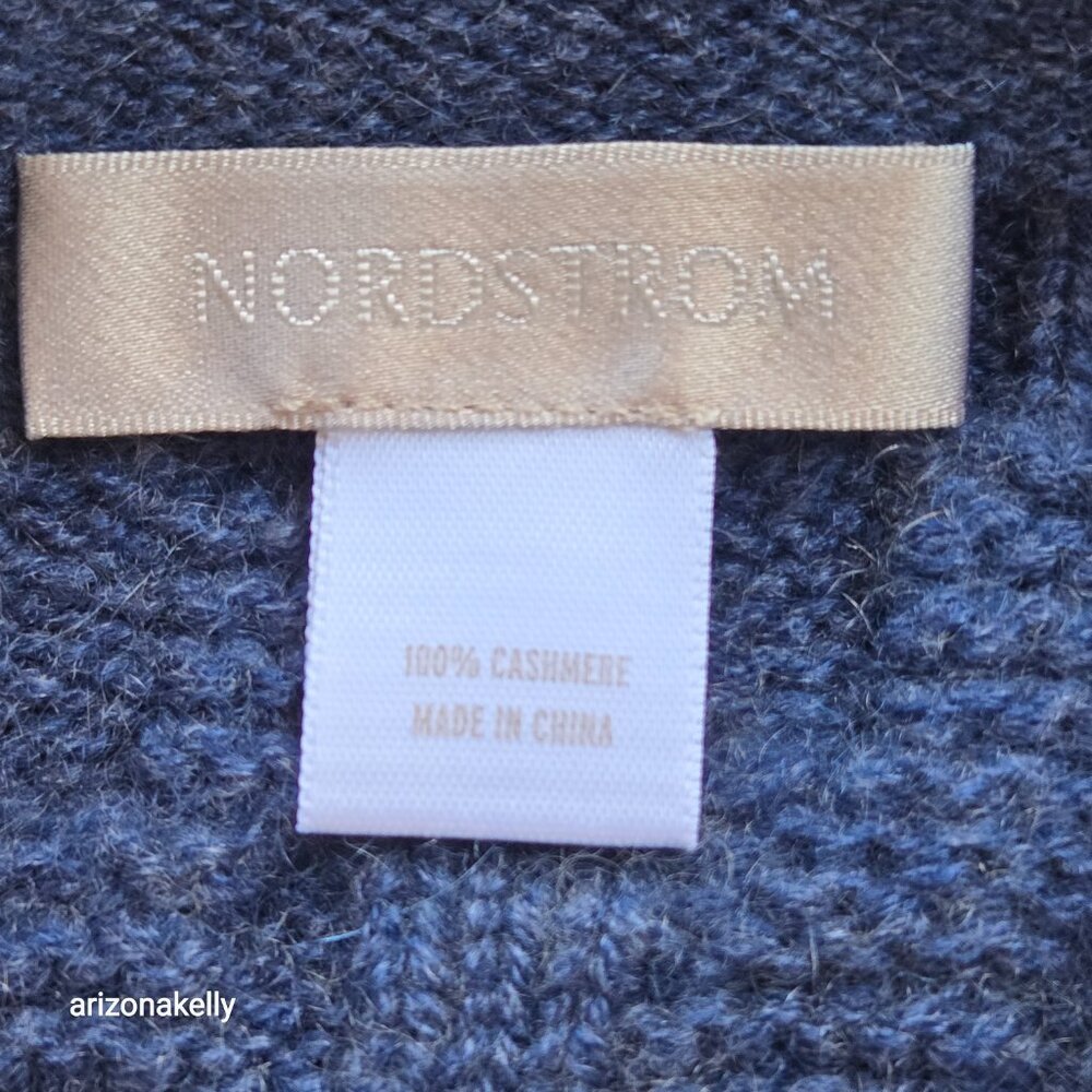 NWOT Cashmere Cable Knit Hat Nordstrom BLUE - Picture 7 of 7